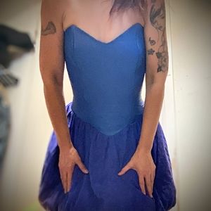 Vintage Firenze Santa Barbara Blue Leather Dress, size S